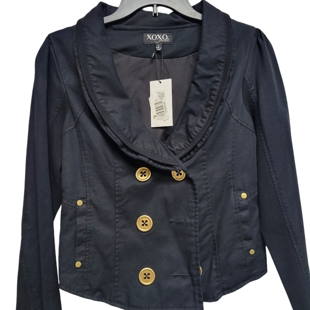 XOXO Double Breast Jacket Women's. Size Large. Color Black. New With Tags